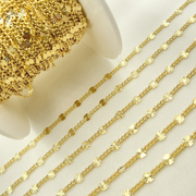 V162GP. Gold Plated Sterling Silver Curb and Marina Diamond Cut Link Chain